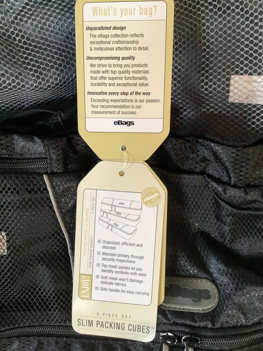 NWT eBags Slim Packing Cubes Set 3, Large, Medium, &Small